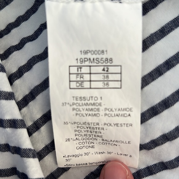 ANNA SERAVALLI Blue & White Striped Midi Skirt Sz 42  / 38 FR - Picture 7 of 9